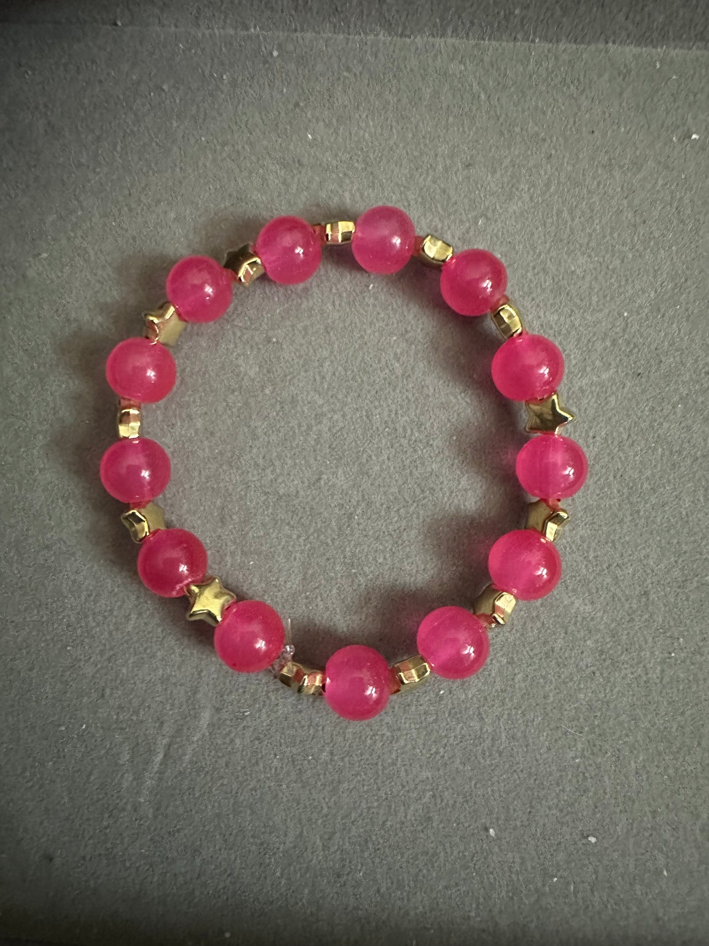 Bracelet enfant pierre naturelle rose avec étoile